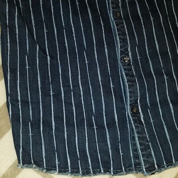NWT Threads 4 Thought Button Down Shirt Blue Denim Pinstripe XL - Picture 4 of 6